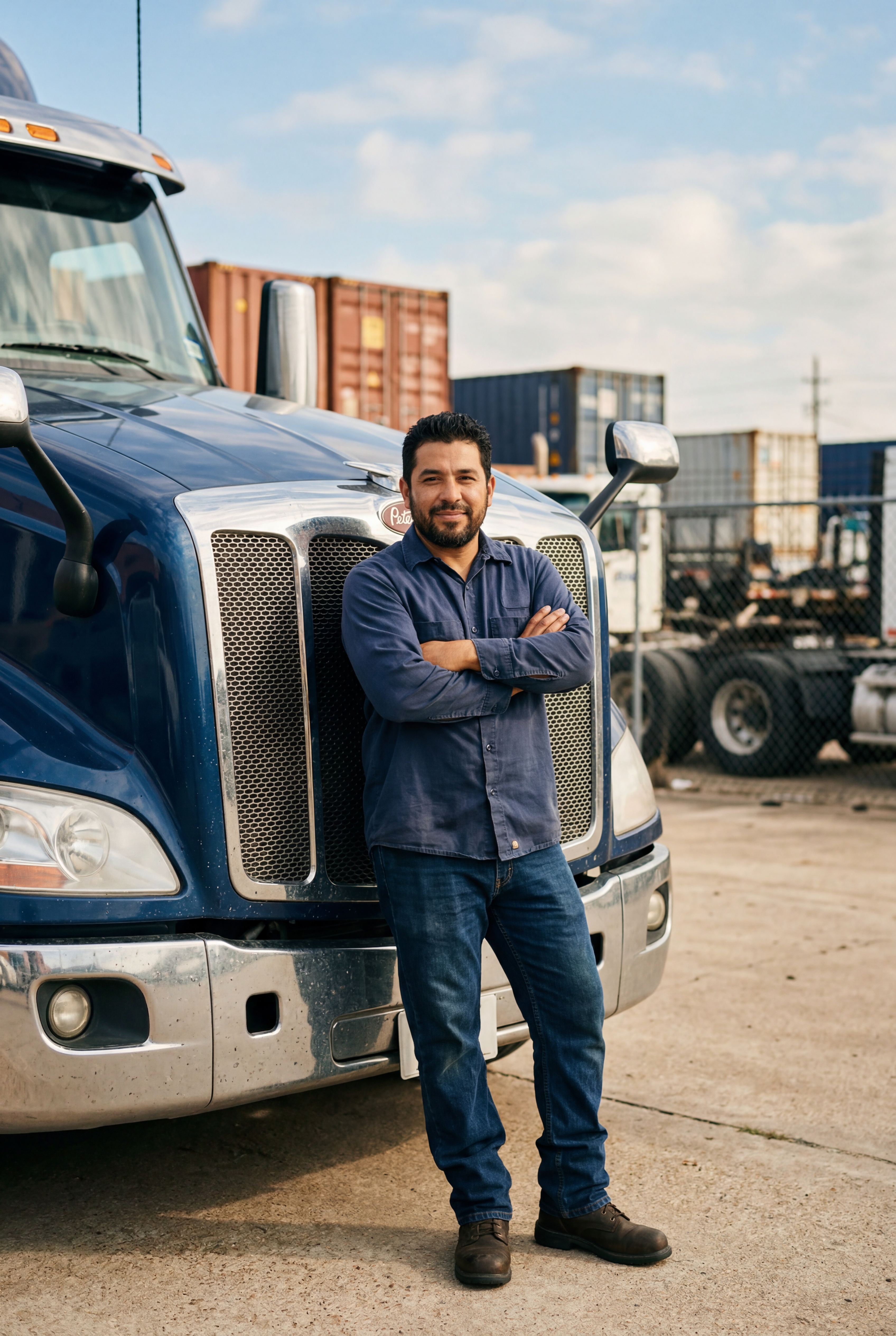 Latino owner-operator at his truck